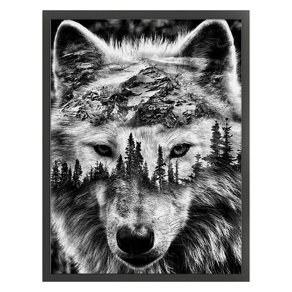 Silhouette-Wolf Head - 11CT Stamped Cross Stitch 50*65CM