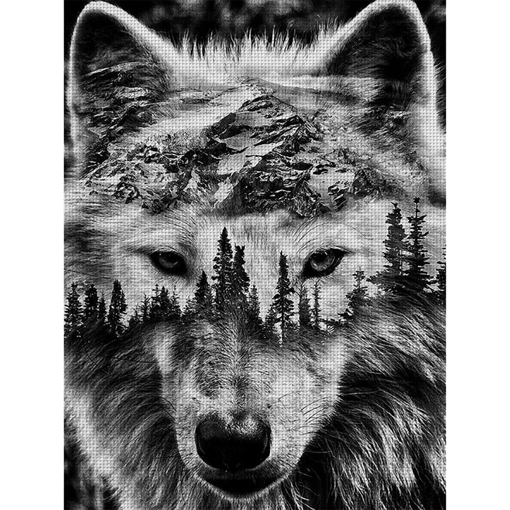 Silhouette-Wolf Head - 11CT Stamped Cross Stitch 50*65CM