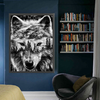 Silhouette-Wolf Head - 11CT Stamped Cross Stitch 50*65CM
