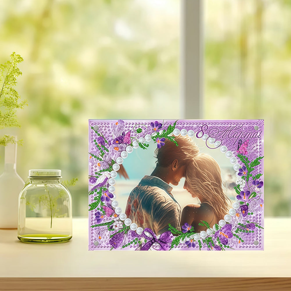 Special Shape Flower Table Top Diamond Painting Frame Kits for Home Office Decor