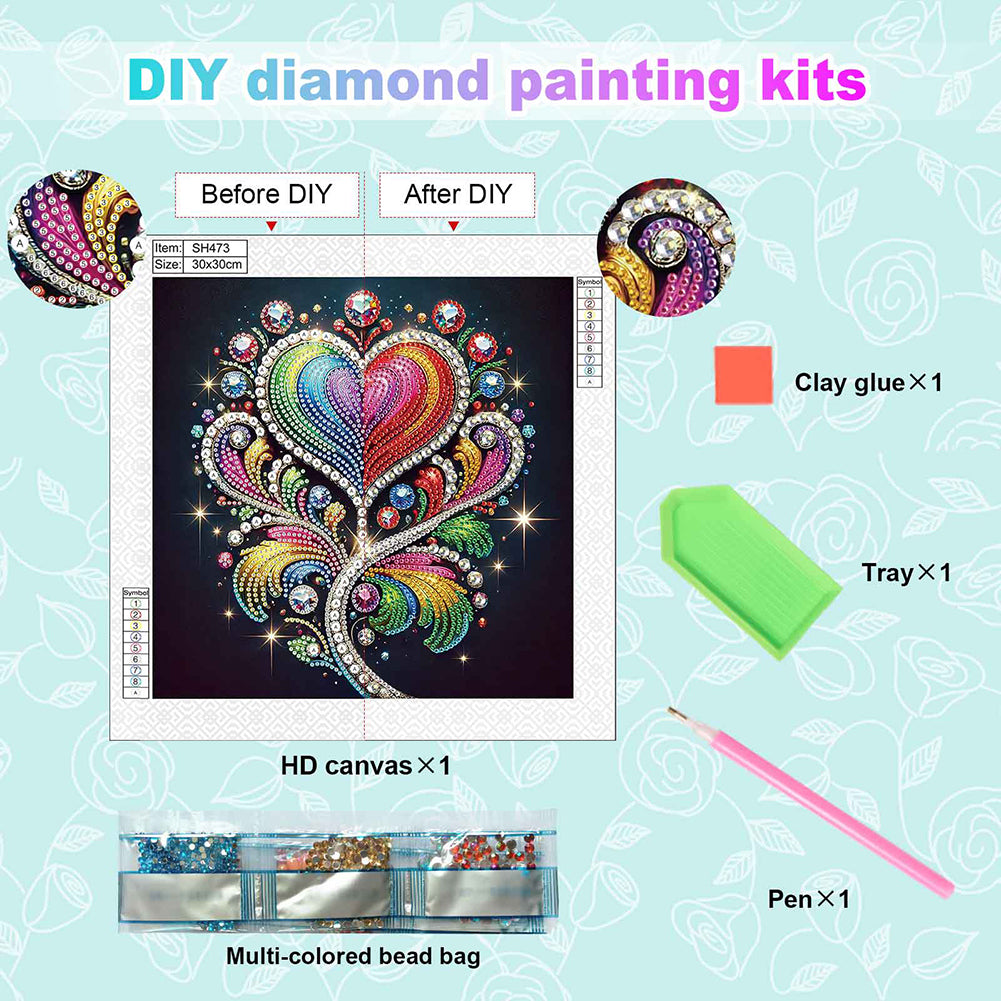 Shining Love - Special Shaped Drill Diamond Painting 30*30CM