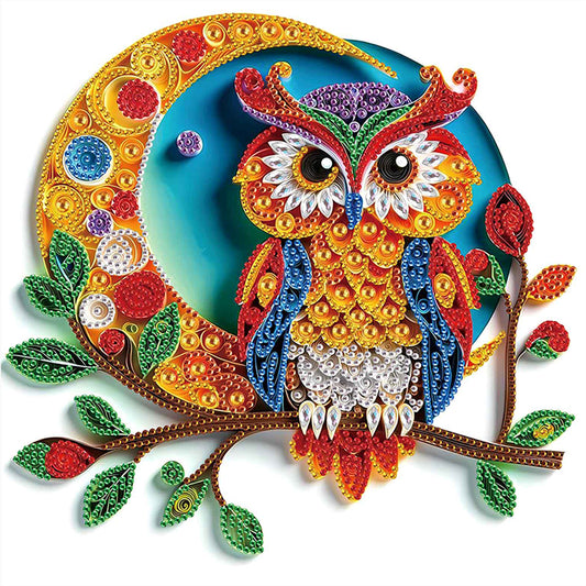 Quilled Owl - Special Shaped Drill Diamond Painting 30*30CM