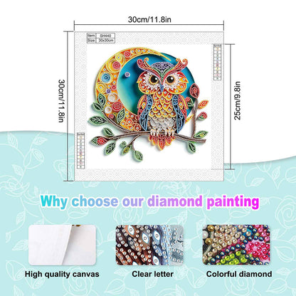 Quilled Owl - Special Shaped Drill Diamond Painting 30*30CM