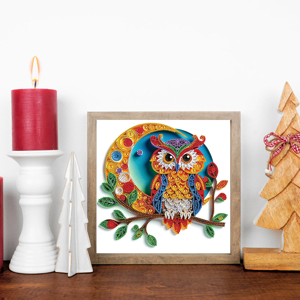 Quilled Owl - Special Shaped Drill Diamond Painting 30*30CM