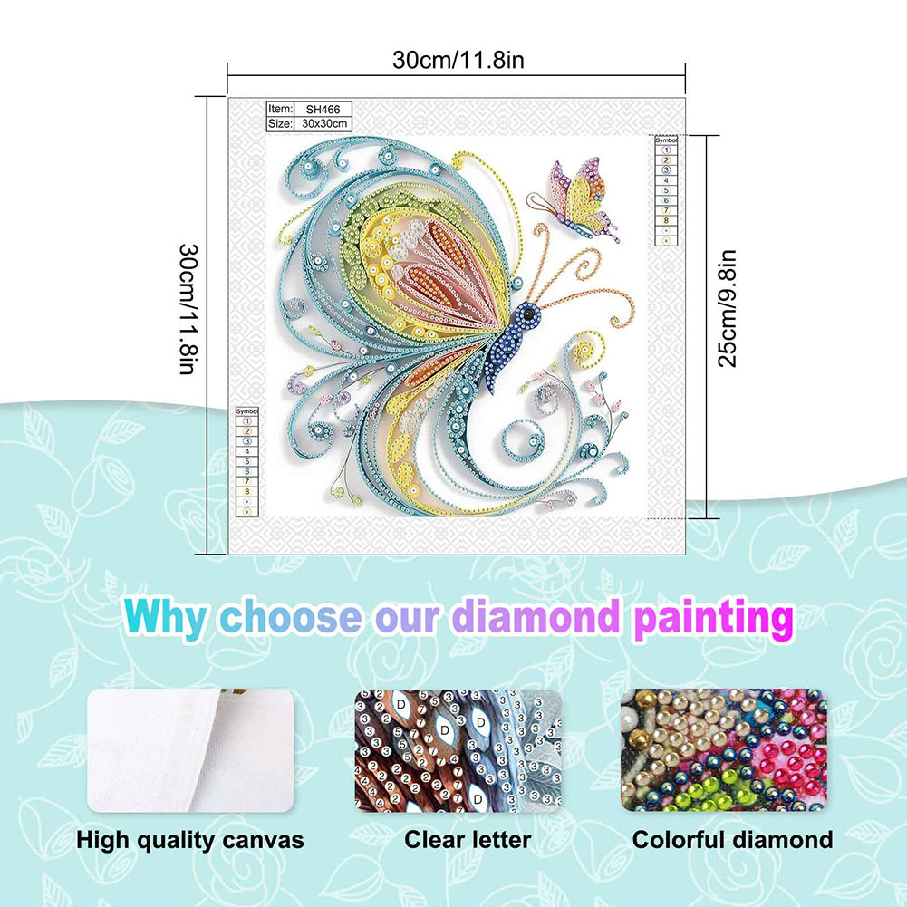 Quilled Butterfly - Special Shaped Drill Diamond Painting 30*30CM