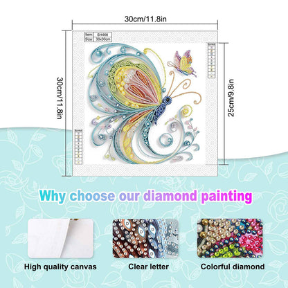 Quilled Butterfly - Special Shaped Drill Diamond Painting 30*30CM