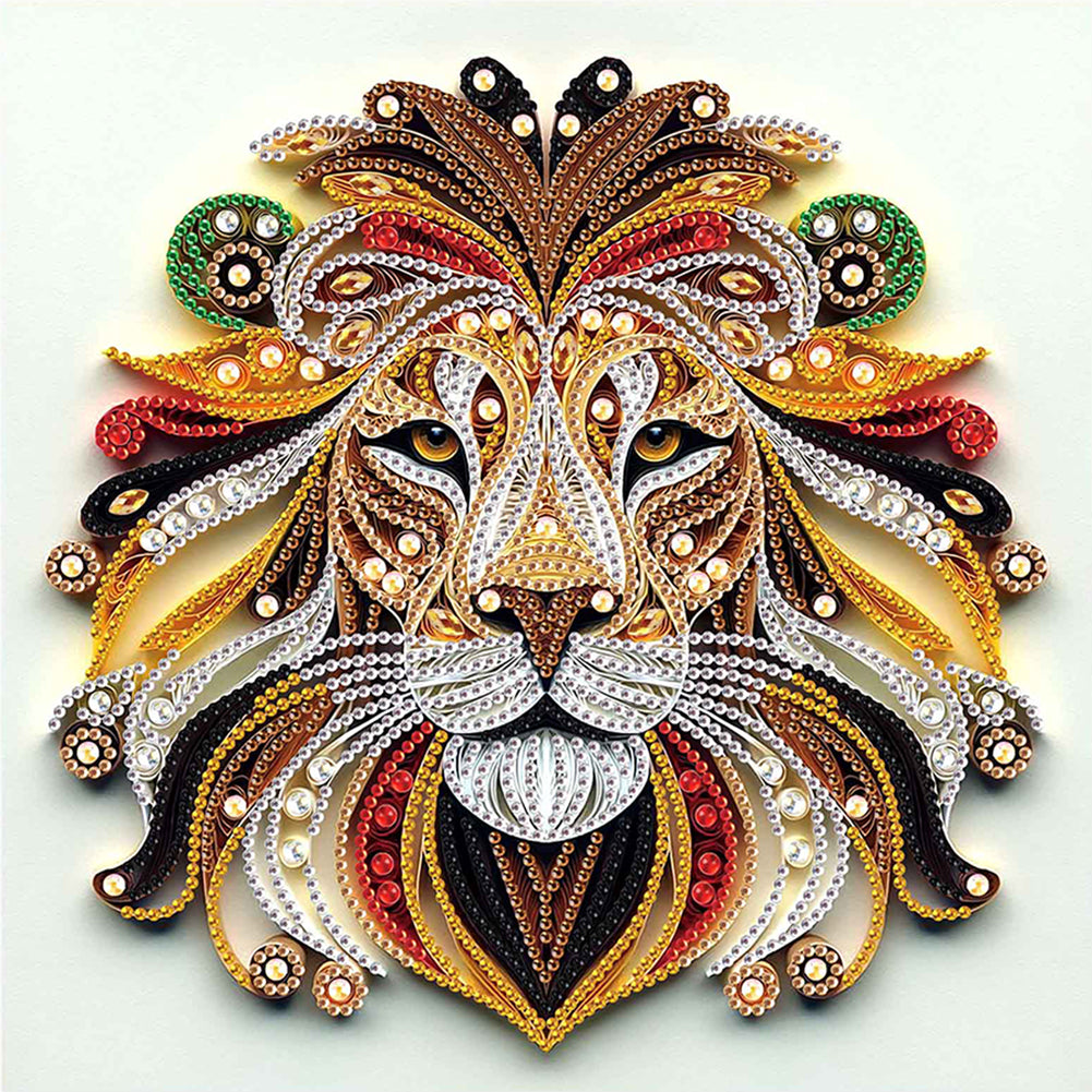 Quilled Lion - Special Shaped Drill Diamond Painting 30*30CM