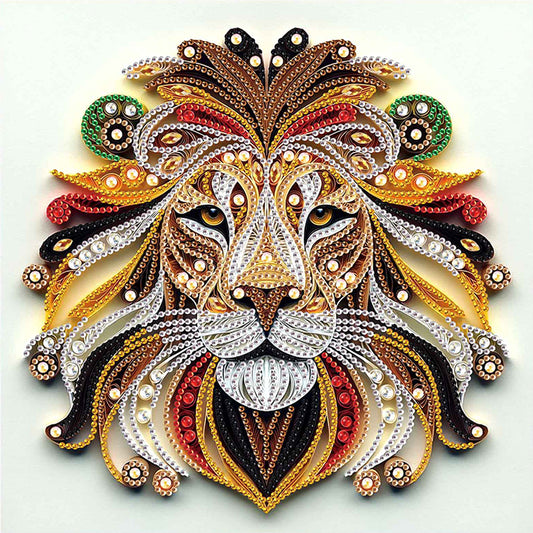 Quilled Lion - Special Shaped Drill Diamond Painting 30*30CM