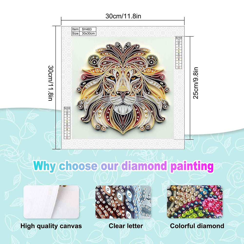 Quilled Lion - Special Shaped Drill Diamond Painting 30*30CM
