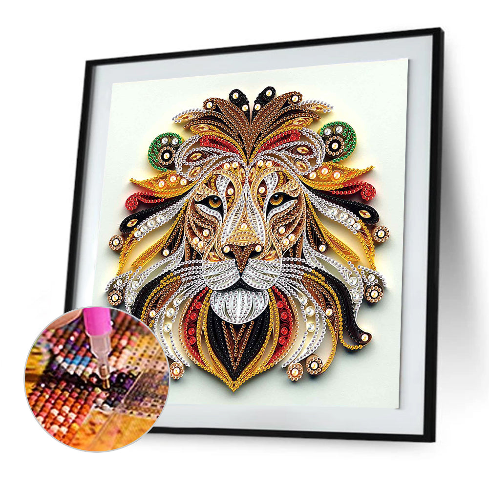 Quilled Lion - Special Shaped Drill Diamond Painting 30*30CM