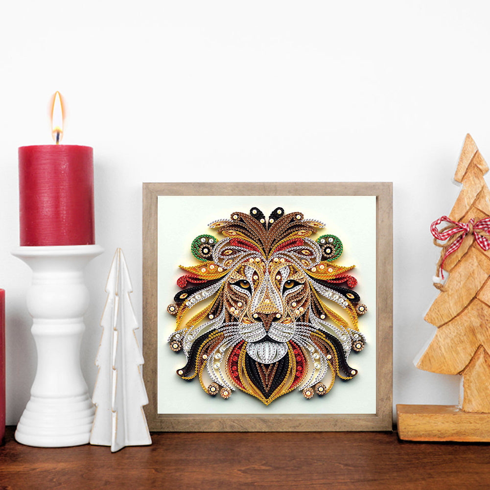 Quilled Lion - Special Shaped Drill Diamond Painting 30*30CM