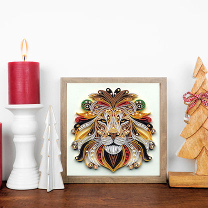Quilled Lion - Special Shaped Drill Diamond Painting 30*30CM