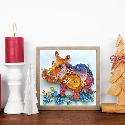 Quilled Hippopotamus - Special Shaped Drill Diamond Painting 30*30CM