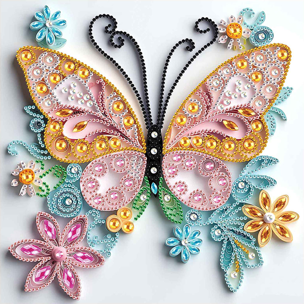 Quilled Butterfly - Special Shaped Drill Diamond Painting 30*30CM