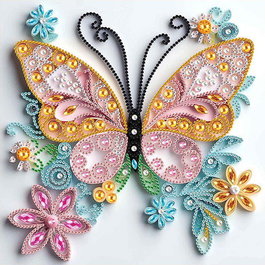 Quilled Butterfly - Special Shaped Drill Diamond Painting 30*30CM