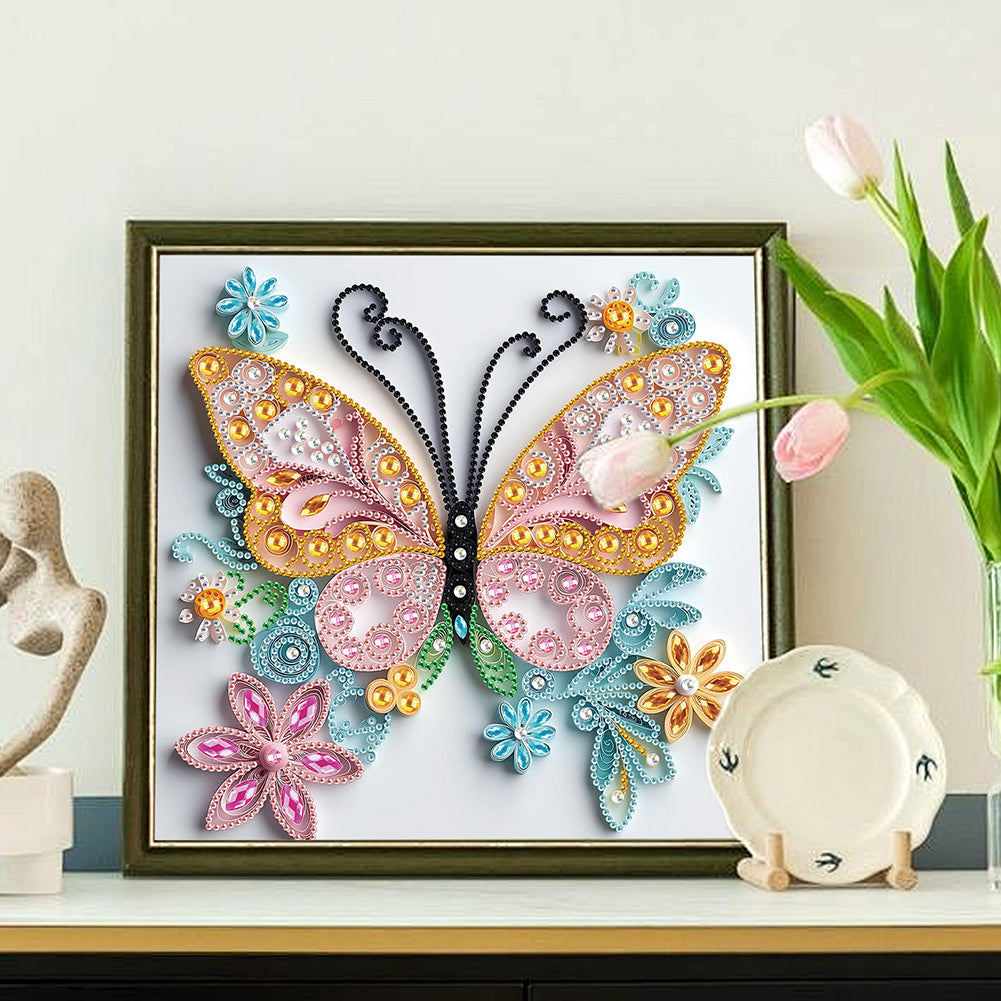 Quilled Butterfly - Special Shaped Drill Diamond Painting 30*30CM