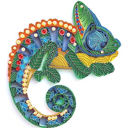 Quilled Chameleon - Special Shaped Drill Diamond Painting 30*30CM