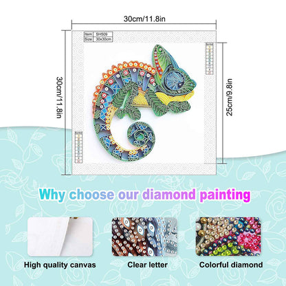 Quilled Chameleon - Special Shaped Drill Diamond Painting 30*30CM