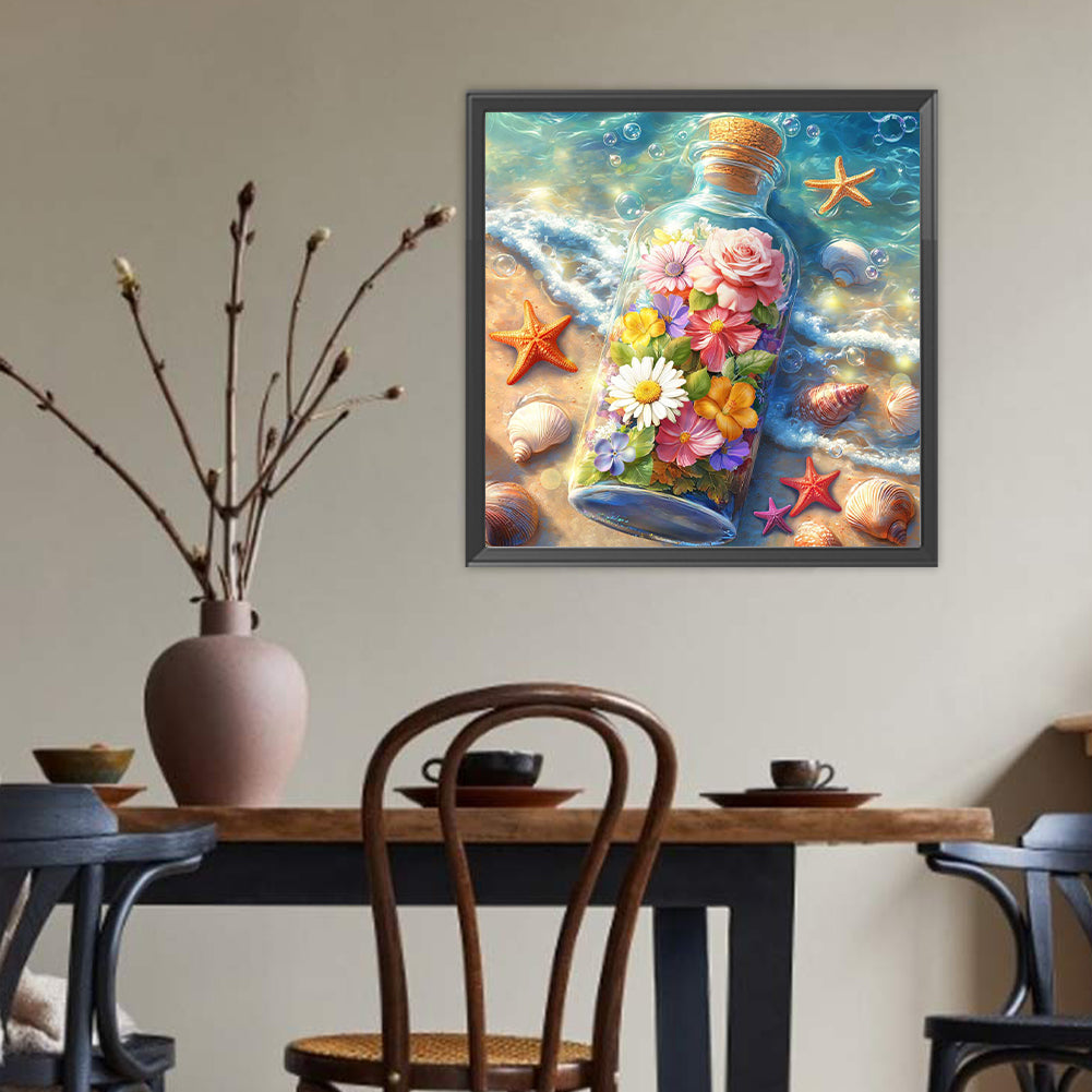 Flower Drift Bottle - Full Round Drill Diamond Painting 40*40CM