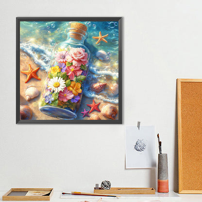 Flower Drift Bottle - Full Round Drill Diamond Painting 40*40CM