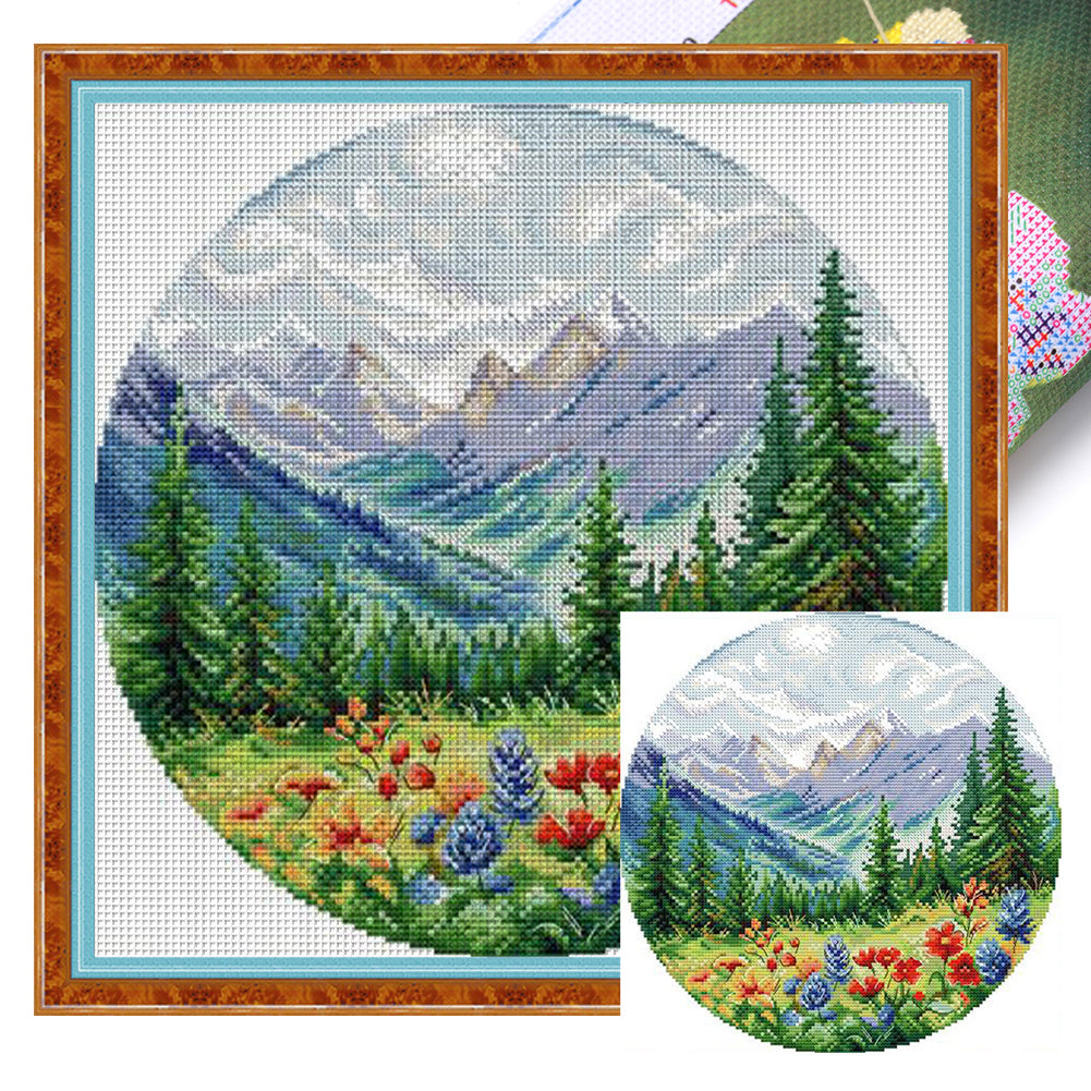 Circular Four Seasons-Spring - 14CT Stamped Cross Stitch 33*33CM(Joy Sunday)