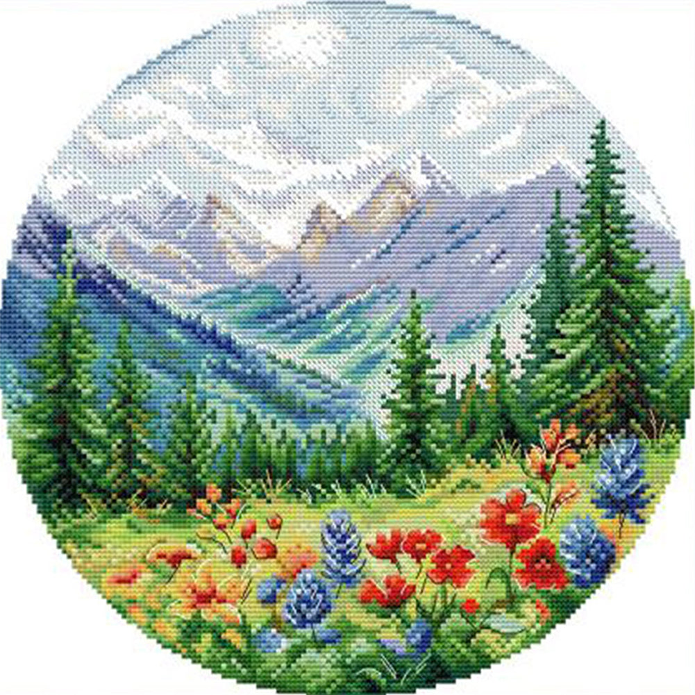 Circular Four Seasons-Spring - 14CT Stamped Cross Stitch 33*33CM(Joy Sunday)