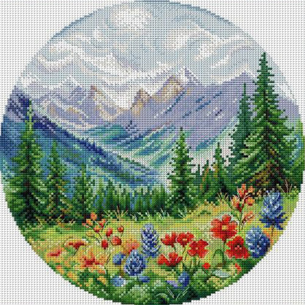 Circular Four Seasons-Spring - 14CT Stamped Cross Stitch 33*33CM(Joy Sunday)