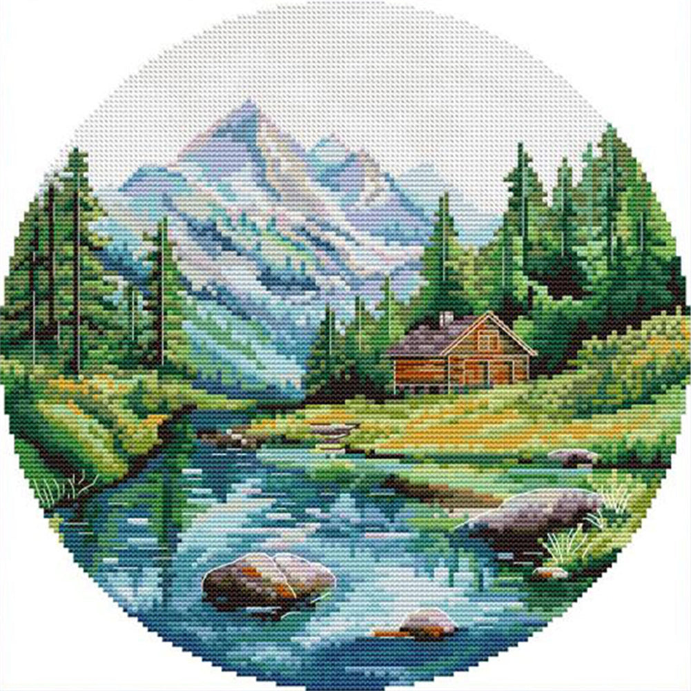 Circular Four Seasons-Summer - 14CT Stamped Cross Stitch 33*33CM(Joy Sunday)