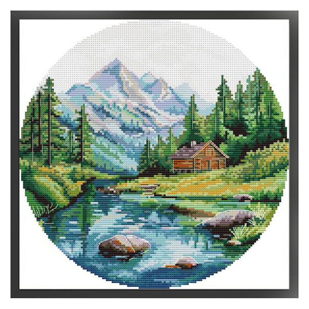 Circular Four Seasons-Summer - 14CT Stamped Cross Stitch 33*33CM(Joy Sunday)
