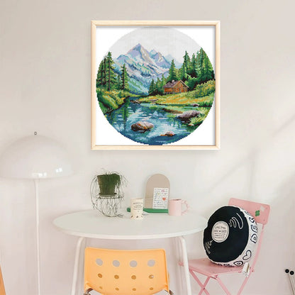 Circular Four Seasons-Summer - 14CT Stamped Cross Stitch 33*33CM(Joy Sunday)