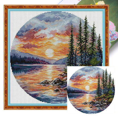 Circular Four Seasons-Autumn - 14CT Stamped Cross Stitch 33*33CM(Joy Sunday)