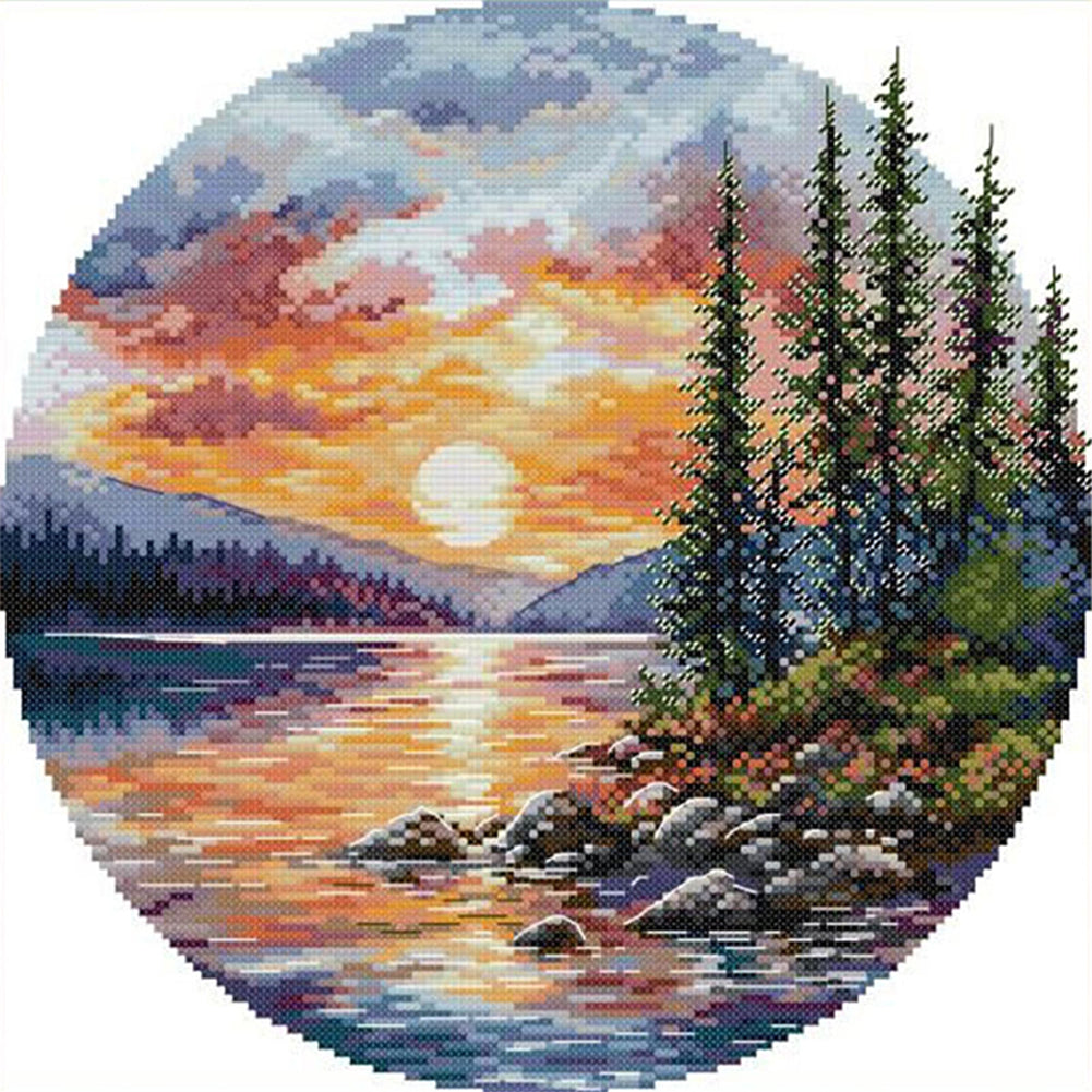 Circular Four Seasons-Autumn - 14CT Stamped Cross Stitch 33*33CM(Joy Sunday)