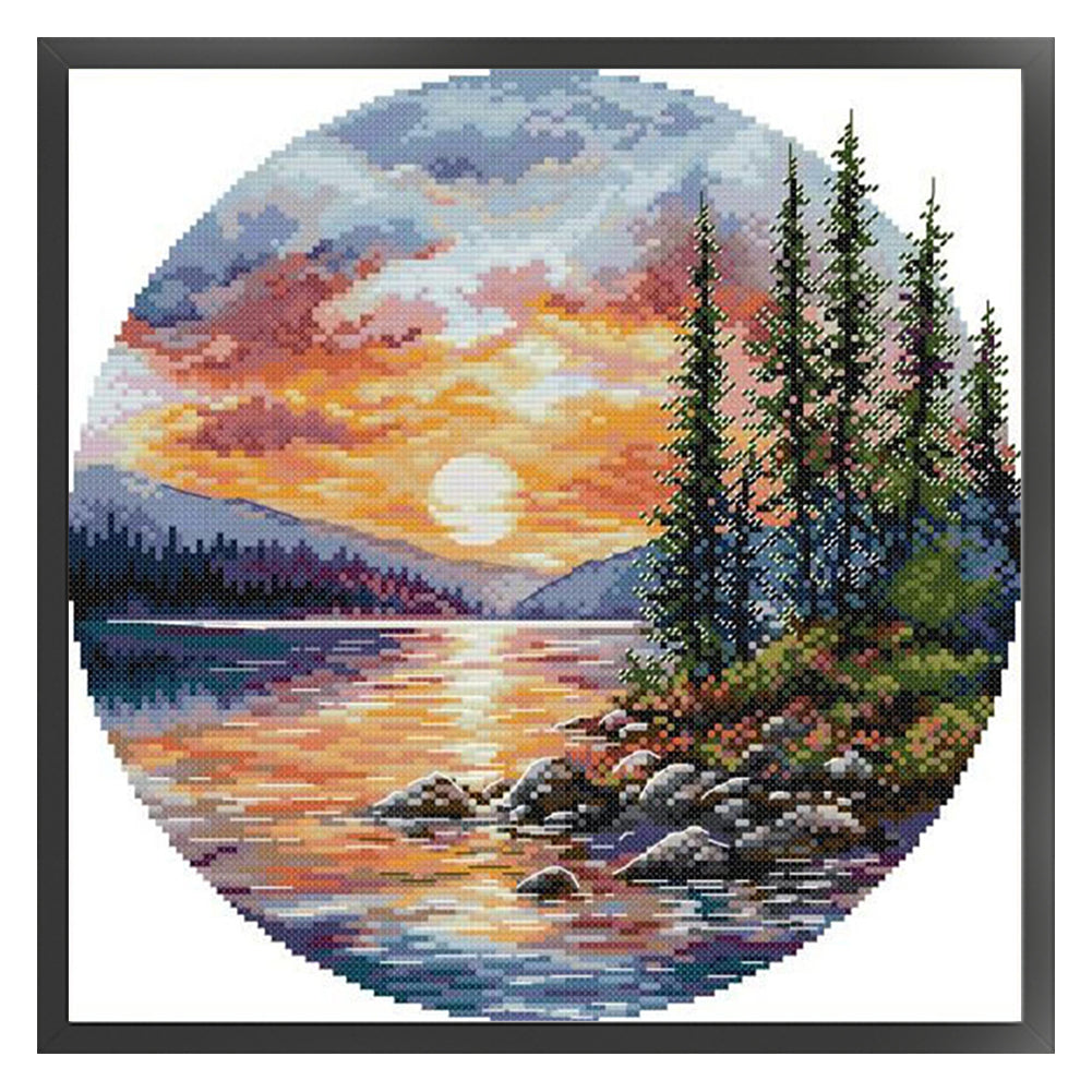 Circular Four Seasons-Autumn - 14CT Stamped Cross Stitch 33*33CM(Joy Sunday)