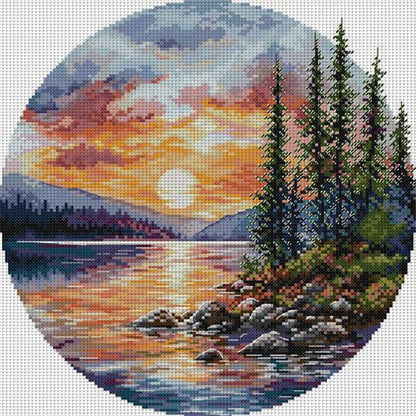 Circular Four Seasons-Autumn - 14CT Stamped Cross Stitch 33*33CM(Joy Sunday)