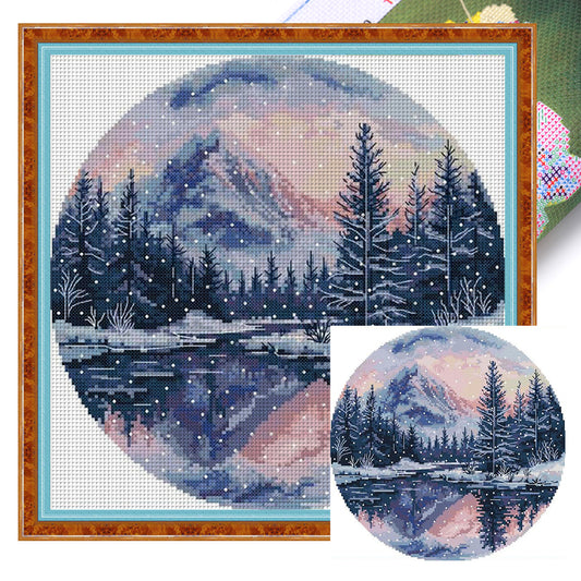 Circular Four Seasons-Winter - 14CT Stamped Cross Stitch 33*33CM(Joy Sunday)