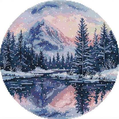 Circular Four Seasons-Winter - 14CT Stamped Cross Stitch 33*33CM(Joy Sunday)