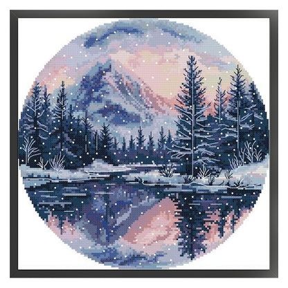 Circular Four Seasons-Winter - 14CT Stamped Cross Stitch 33*33CM(Joy Sunday)