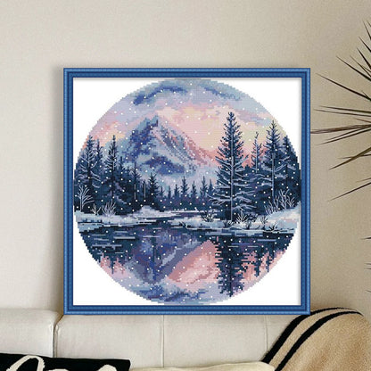 Circular Four Seasons-Winter - 14CT Stamped Cross Stitch 33*33CM(Joy Sunday)