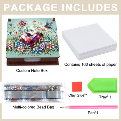 Wood Animals Diamond Art Note Box with 160 Sheets of Paper for Adults Beginners
