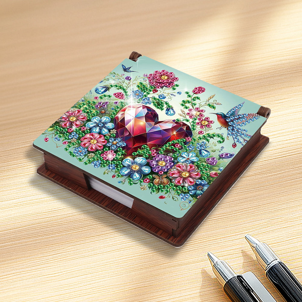 Wood Animals Diamond Art Note Box with 160 Sheets of Paper for Adults Beginners