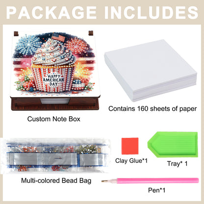 Wood Animals Diamond Art Note Box with 160 Sheets of Paper for Adults Beginners