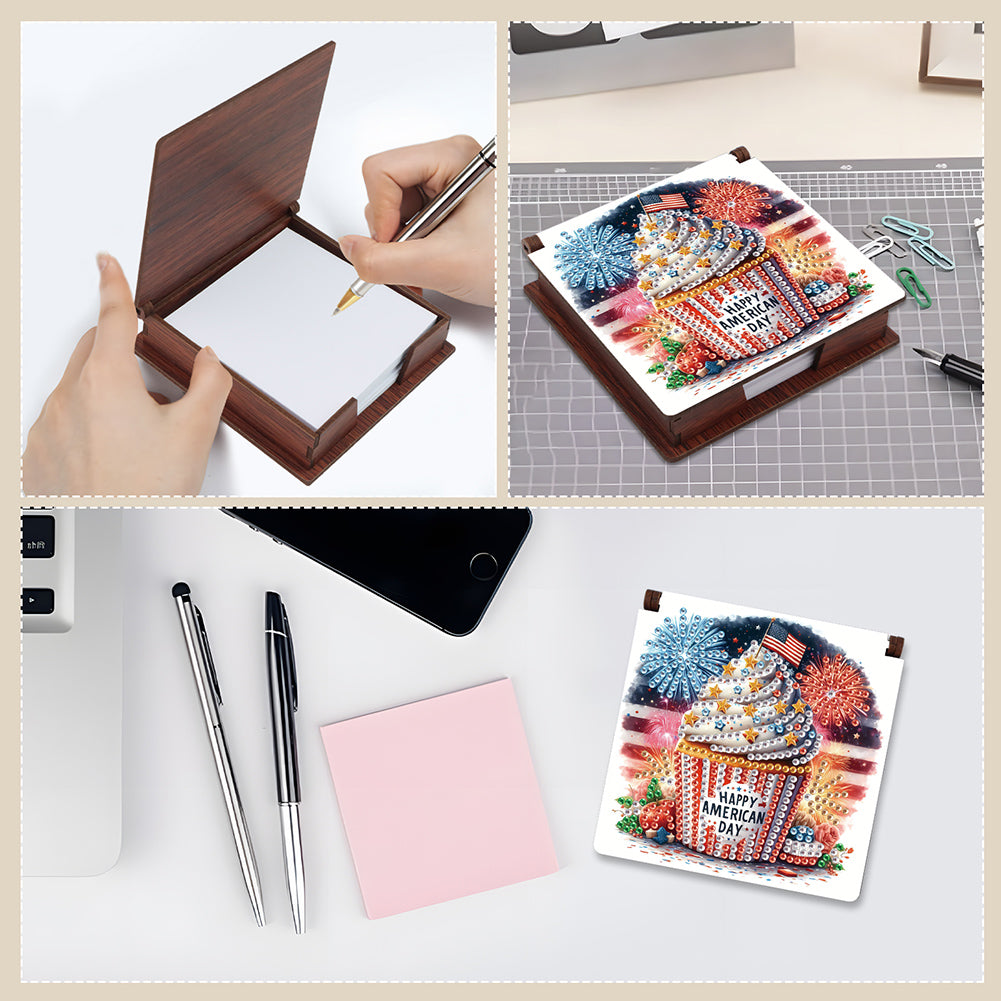 Wood Animals Diamond Art Note Box with 160 Sheets of Paper for Adults Beginners