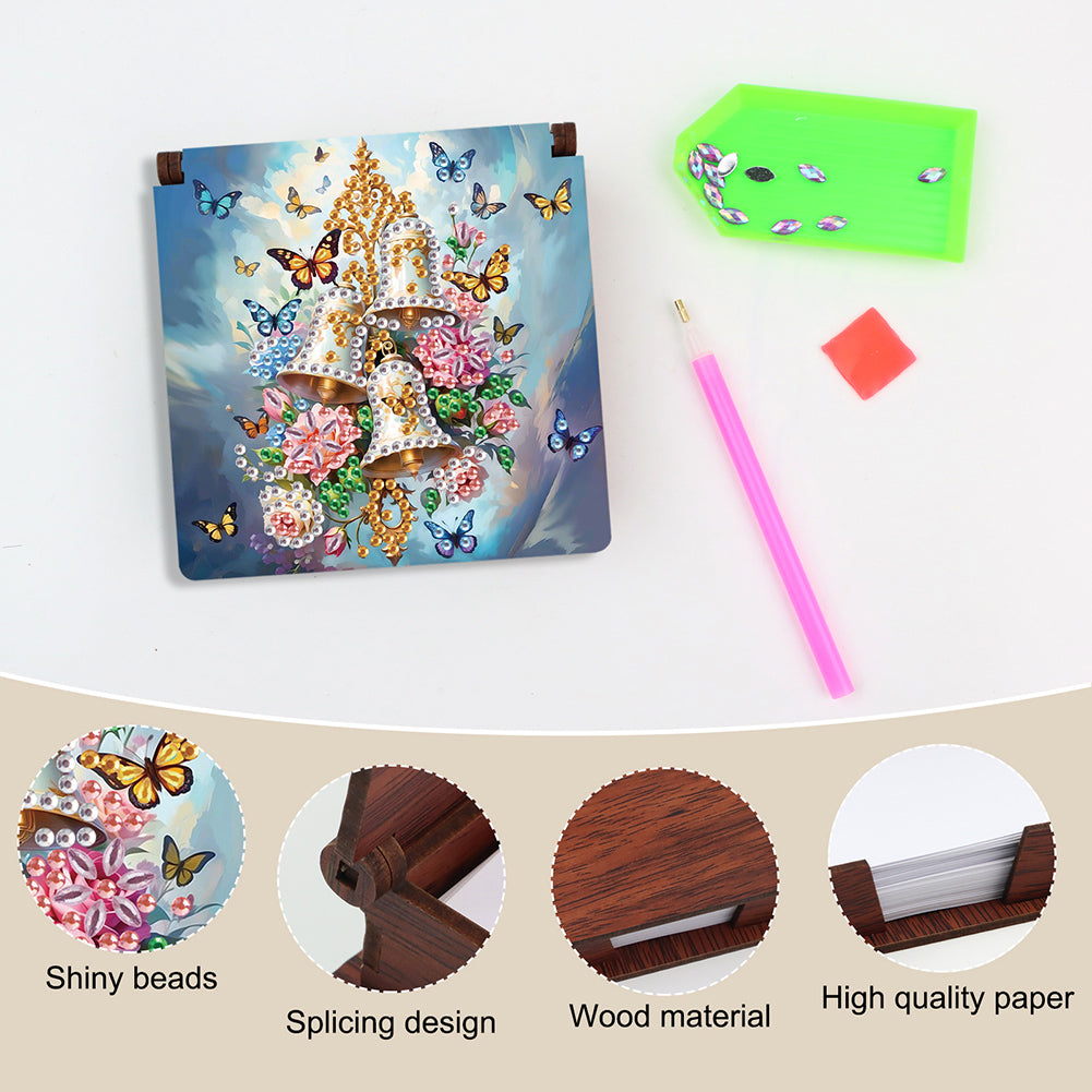 Wood Animals Diamond Art Note Box with 160 Sheets of Paper for Adults Beginners