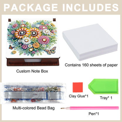 Wood Animals Diamond Art Note Box with 160 Sheets of Paper for Adults Beginners