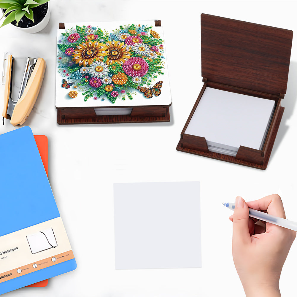 Wood Animals Diamond Art Note Box with 160 Sheets of Paper for Adults Beginners