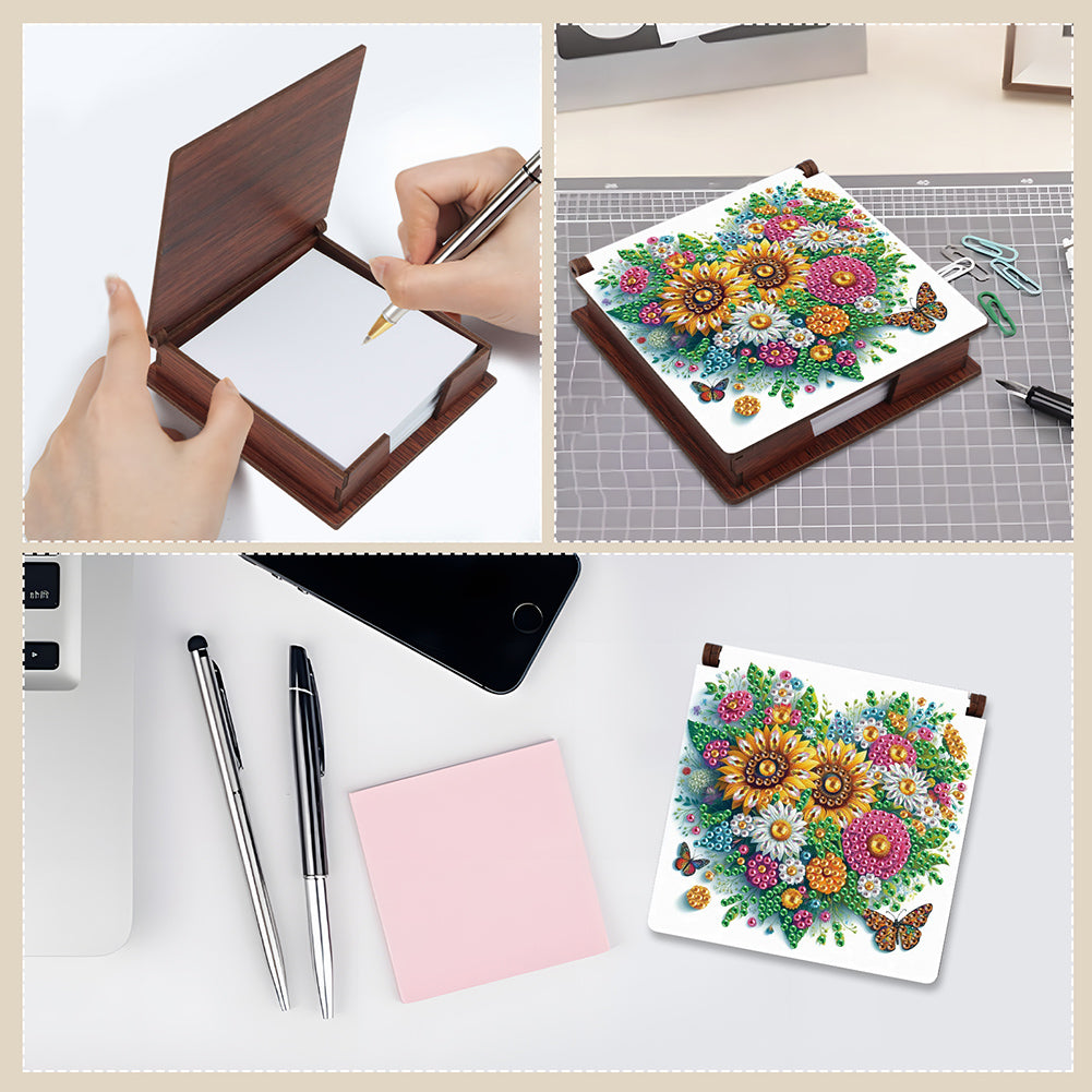 Wood Animals Diamond Art Note Box with 160 Sheets of Paper for Adults Beginners