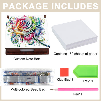 Wood Animals Diamond Art Note Box with 160 Sheets of Paper for Adults Beginners
