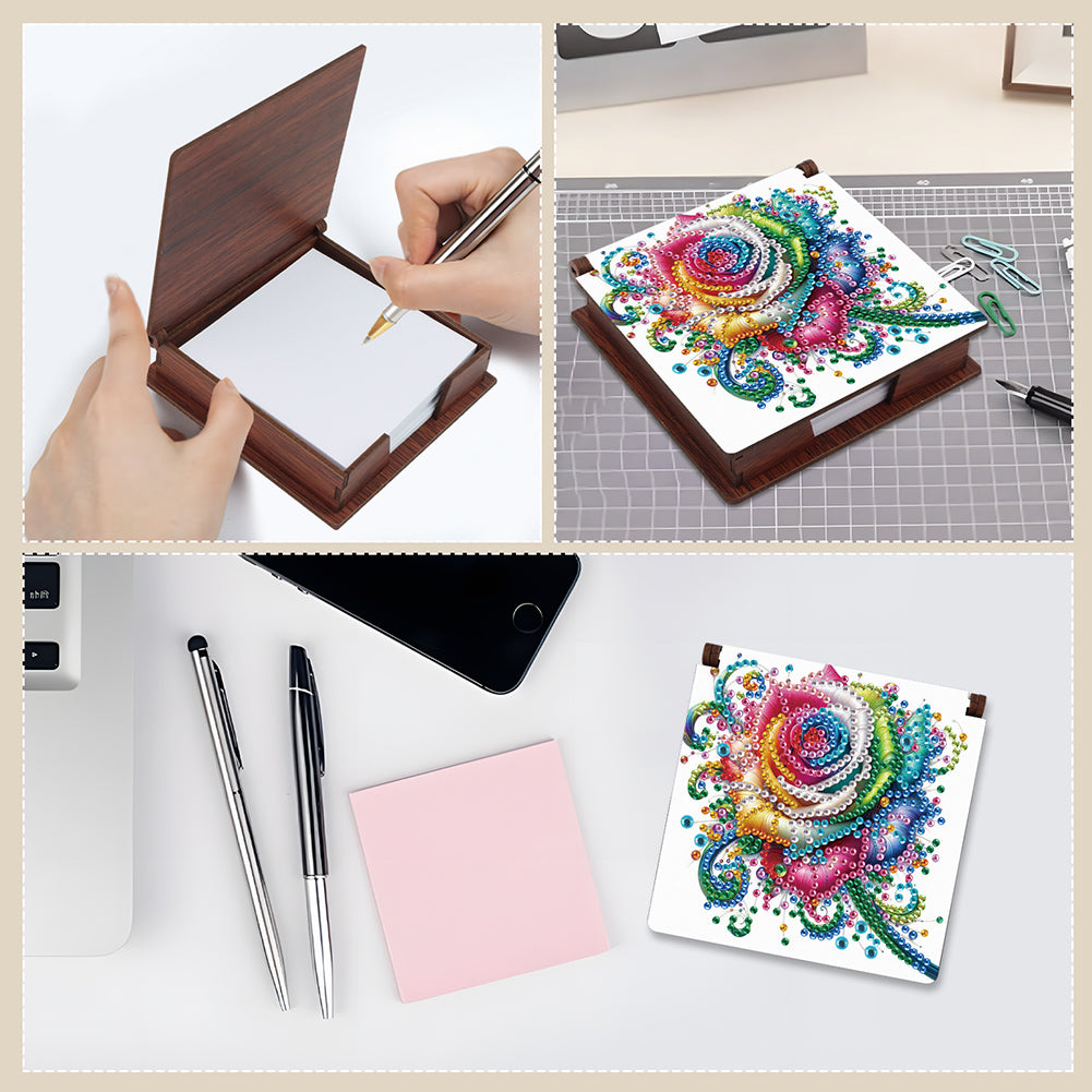 Wood Animals Diamond Art Note Box with 160 Sheets of Paper for Adults Beginners