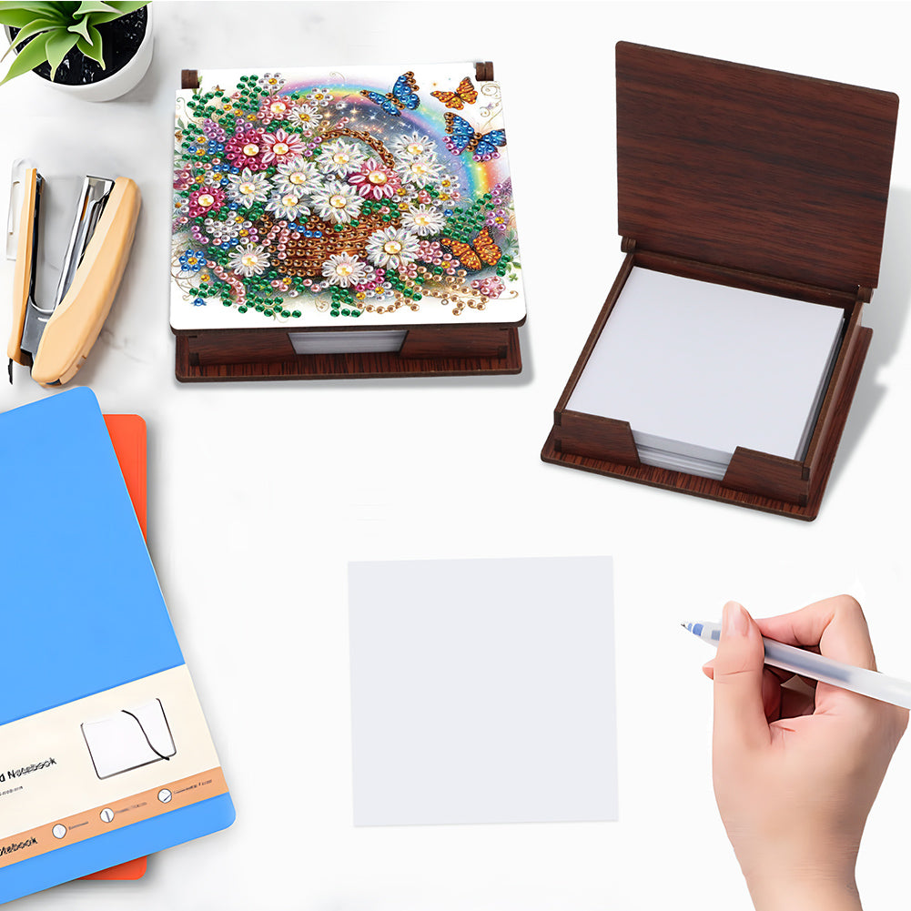 Wood Animals Diamond Art Note Box with 160 Sheets of Paper for Adults Beginners
