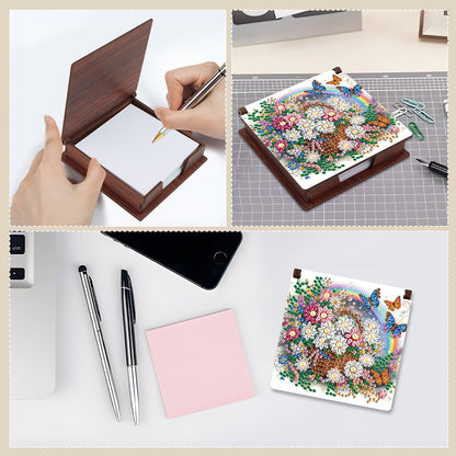 Wood Animals Diamond Art Note Box with 160 Sheets of Paper for Adults Beginners